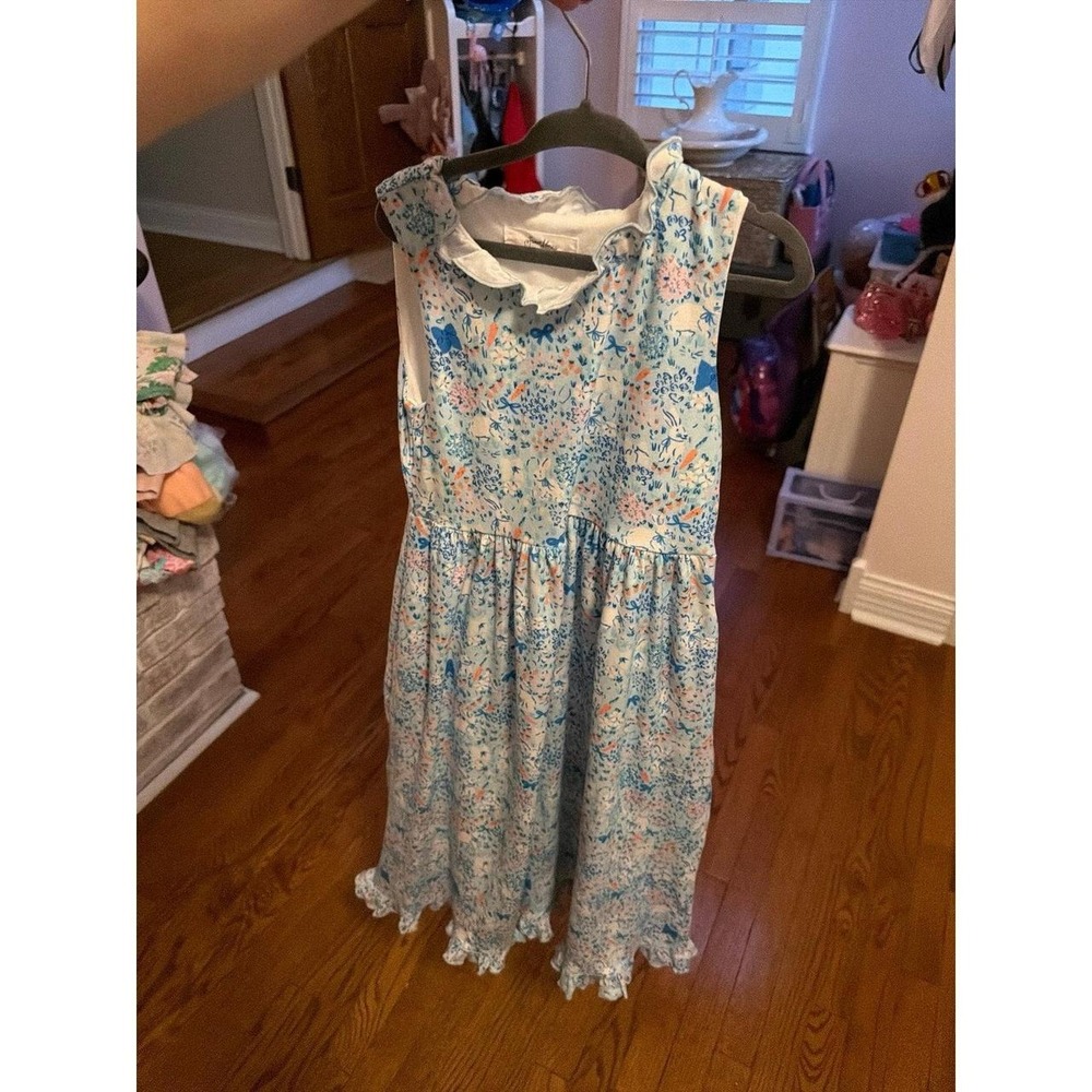 Sweethoney girls dress 5 blue and white watercolor floral print